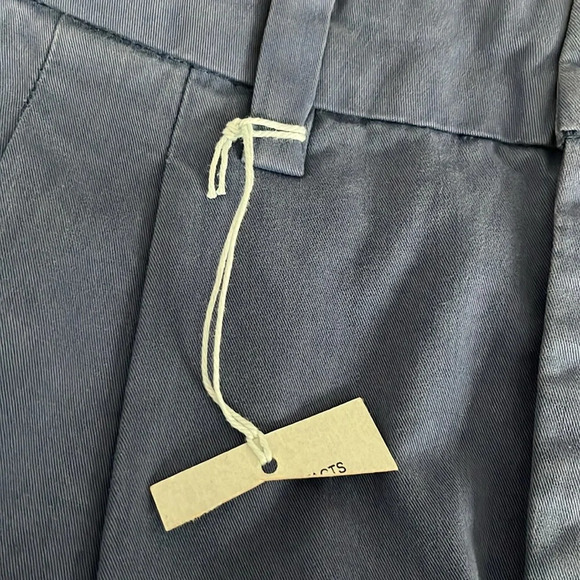 Amendi Gunnar Blue Organic Cotton Pleat Front Button Fly Pants - NWPT - Size 33 - Picture 5 of 11